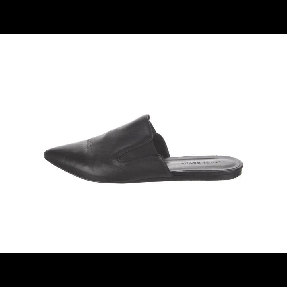 EUC Jenni Kayne Leather Mule Flats Slip On Shoes Black Size 39.5 9.5 US